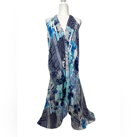 RR HAWAII RESORT High-Low Beach Sun Halter Dress Tropical Cover Up One Size - Picture 1 of 8